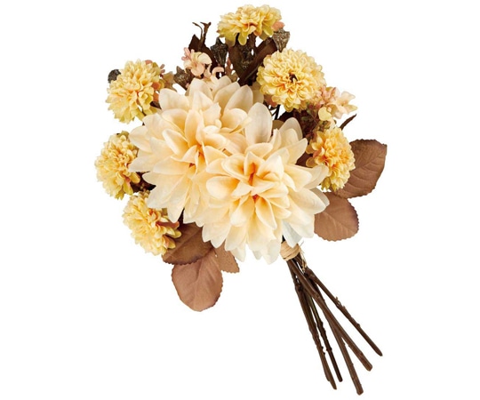 アズワン フォンタナダリア造花ブーケ30cm 秋飾り クリームベージュ 37-4-1-3 1個(ご注文単位1個)【直送品】