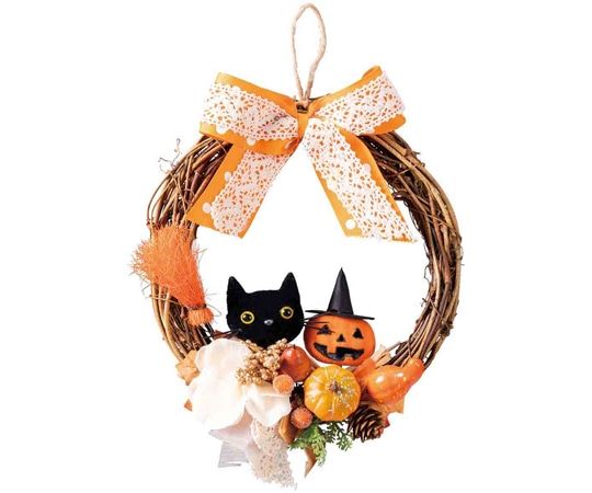 アズワン ハロウィン黒ネコミニリース 大 37-9-4-2 1個（ご注文単位1個）【直送品】