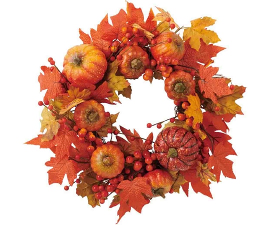 アズワン パンプキンリース 直径50cm 秋ハロウィン オレンジ 37-11-1-1 1個（ご注文単位1個）【直送品】