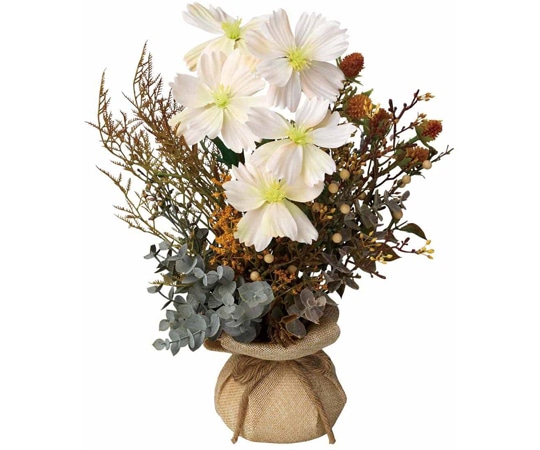 アズワン コスモス造花バーラップ 幅20×奥行23×高さ35cm 秋飾り 37-12-9-1 1個（ご注文単位1個）【直送品】