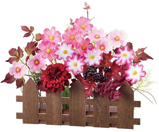 アズワン コスモス垣根造花アレンジ 幅47cm 秋飾り 37-12-10-1 1個（ご注文単位1個）【直送品】