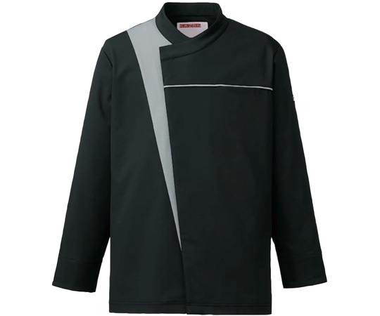KAZEN コックコート ブラックxグレー SS 616-45 SS 1枚（ご注文単位1枚）【直送品】