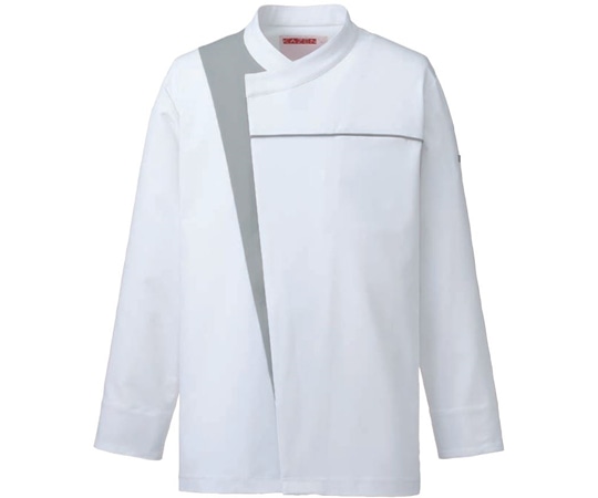 KAZEN コックコート ホワイトxグレー 4L 616-40 4L 1枚（ご注文単位1枚）【直送品】