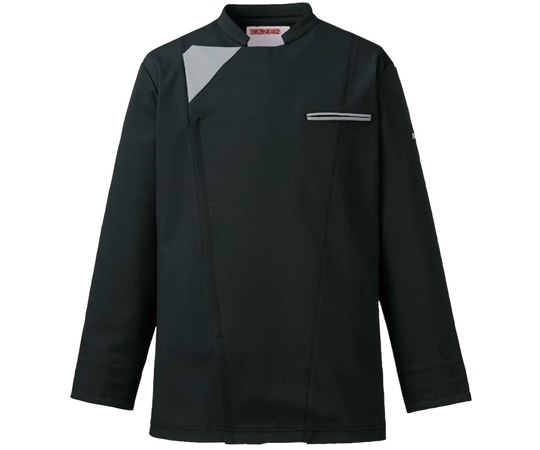 KAZEN コックコート ブラックxグレー SS 617-45 SS 1枚（ご注文単位1枚）【直送品】