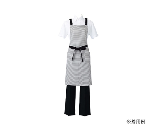 住商モンブラン エプロン 白/黒 ボーダー 5-671 フリー 1枚（ご注文単位1枚）【直送品】