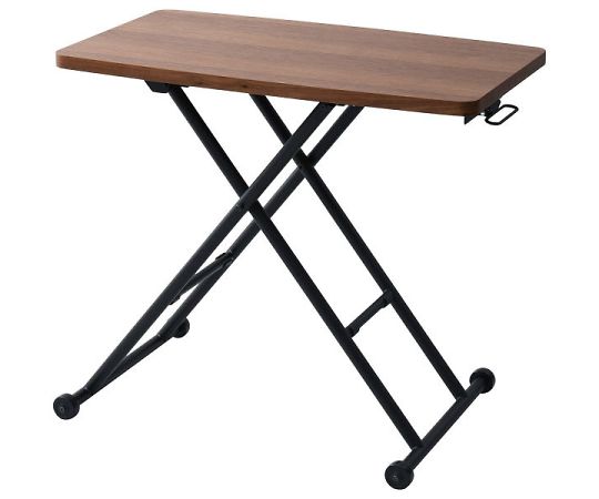 山善(YAMAZEN) 突板昇降テーブル 80×45cm ウォルナット×ブラック NGL-8045(WL/BK) 1台(ご注文単位1台)【直送品】