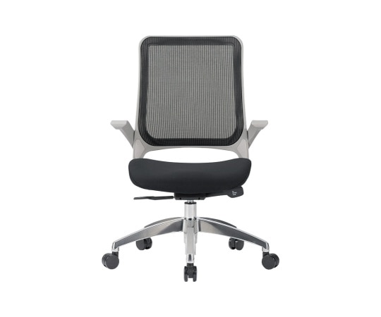 アイコ チェア ミドルバック肘付きタイプ(座面全面布張り) フレーム:グレー 座・背:ブラック MS-1695GR(F12)BK 1個(ご注文単位1個)【直送品】