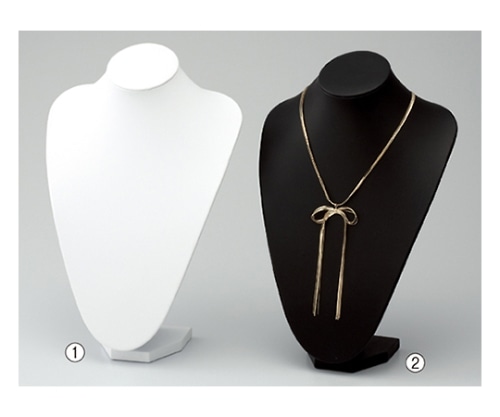 ストア・エキスプレス ネックレススタンド 白 木製 合成皮革張り 61-152-4-1 1個（ご注文単位1個）【直送品】