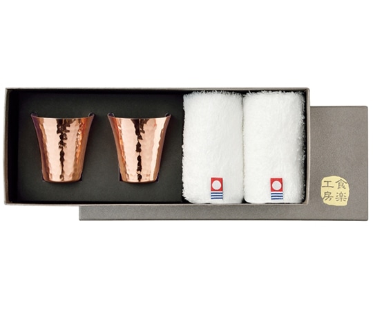アサヒ 純銅冷酒カップ&今治タオル 4PCセット 1パック(4個入) CNE983 1パック（ご注文単位1パック）【直送品】