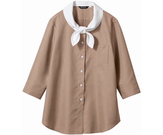 住商モンブラン ブラウス レディス 7分袖 ブラウンチェック/白 13号 WC2231-7 13 1枚（ご注文単位1枚）【直送品】