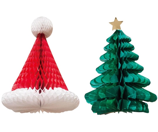 アズワン クリスマスハニカムセット(サンタ帽子・ツリー) 28-110-3-1 1セット（ご注文単位1セット）【直送品】