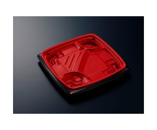 中央化学 弁当容器 CTリル 22-22C 赤黒-BK 身 1ケース(600枚入) 00651519 1ケース（ご注文単位1ケース）【直送品】