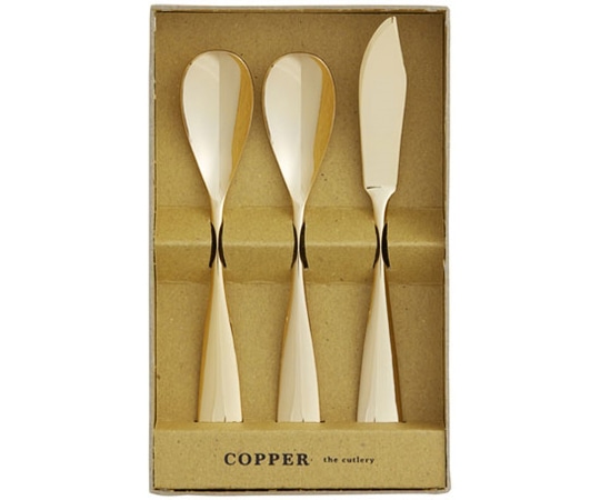 アヅマ COPPER the cutlery アイスクリームスプーン×2本&バターナイフ×1 3pcセット ゴールド CIB-3GDmi 1個（ご注文単位1個）【直送品】
