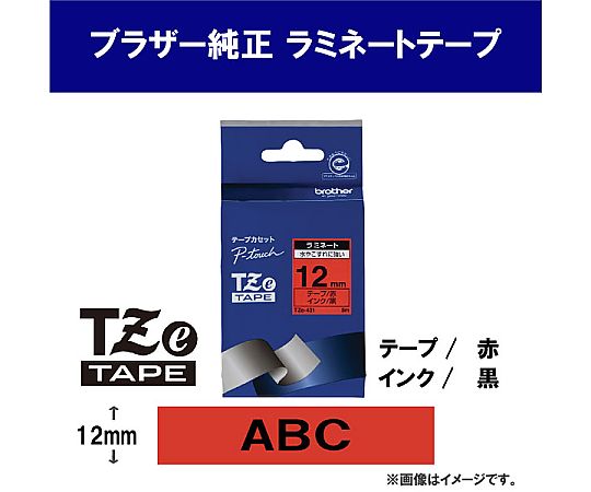 ブラザー 熱転写式ラベルプリンター用ラミネートテープ 赤 TZe-431 1巻(ご注文単位1巻)【直送品】
