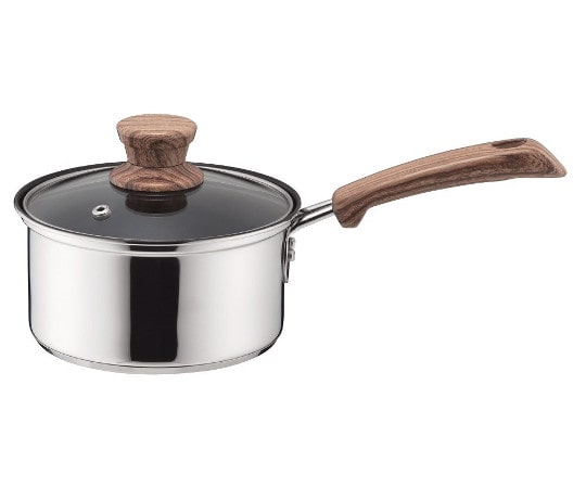 パール金属 ウッディパル 3層底ガラス蓋付片手鍋 14cm(内面ふっ素加工) HB-3174 1個（ご注文単位1個）【直送品】