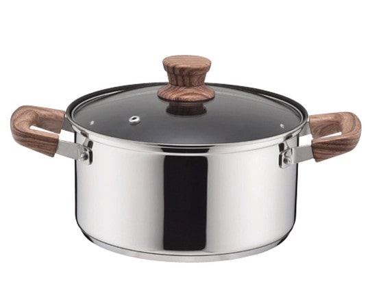 パール金属 ウッディパル 3層底ガラス蓋付両手鍋 20cm(内面ふっ素加工) HB-3177 1個（ご注文単位1個）【直送品】