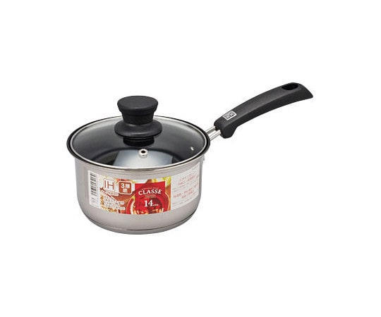 パール金属 クラッセ 3層底ガラス蓋付片手鍋 14cm(内面ふっ素加工) HB-3413 1個（ご注文単位1個）【直送品】