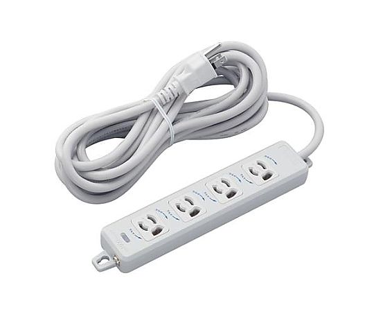 エスコ AC125V/15Ax 5m タップ(4口・抜け止・アース付) EA815GK-45 1個(ご注文単位1個)【直送品】