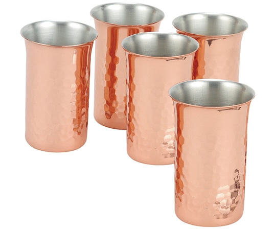 アサヒ 純銅鎚目一口ビール 5PCセット 1パック(5個入) CNE928 1パック（ご注文単位1パック）【直送品】