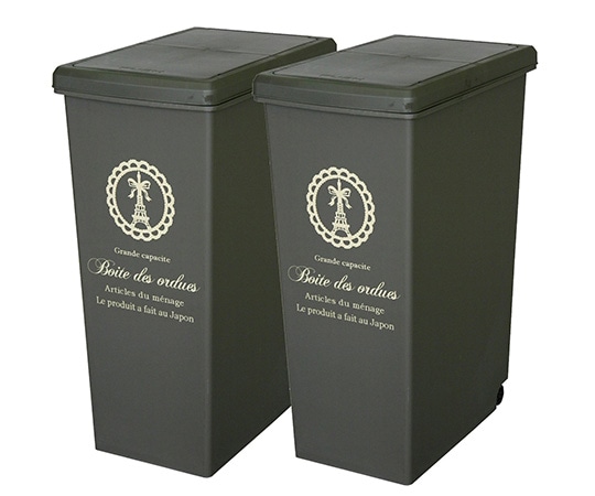 平和工業 ゴミ箱 スライドペール 45L 2個セット ブラウン(つやなし)  1組(ご注文単位1組)【直送品】