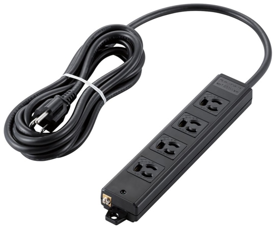 エレコム タップ 工事用 抜け止め 3P 4個口 マグネット付き 3m ブラック T-WRM3430LGB/RS 1個(ご注文単位1個)【直送品】