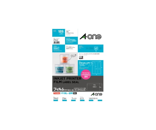 エーワン(A-ONE) ラベルシール(インクジェット) ツヤ消しフィルム・透明 A4 27面 1冊(7シート入) 29442 1冊(ご注文単位1冊)【直送品】