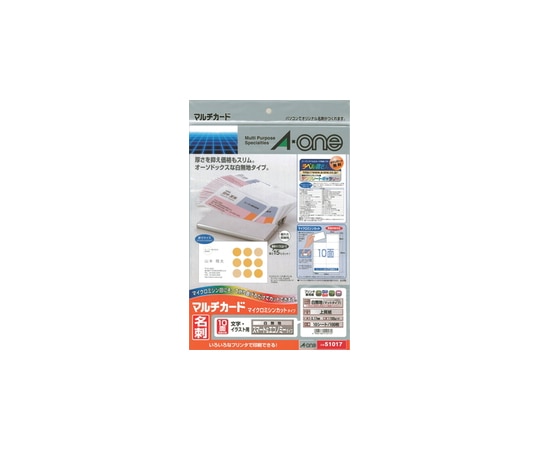 エーワン(A-ONE) マルチカード 各種プリンタ兼用紙 白無地 スマート&エコノミータイプ A4判 10面 名刺サイズ 1パック(10シート入) 51017 1パック(ご注文単位1パック)【直送品】