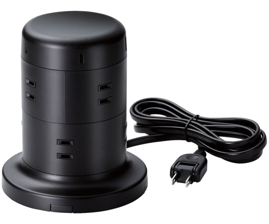 エレコム タワー型タップ ホコリ防止シャッター付 固定可能 8口 合計45W USB-Aメス3ポート USB-Cメス2ポート ブラック ECT-2120BK 1個(ご注文単位1個)【直送品】