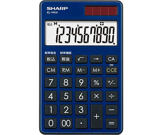 シャープ 電卓 プレミアムシリーズ 手帳型 ディープブルー EL-VW31-AX 1台(ご注文単位1台)【直送品】