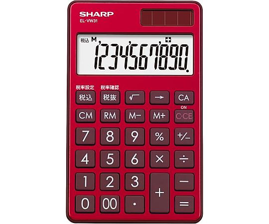 シャープ 電卓プレミアムシリーズ手帳型 スタイリッシュレッド EL-VW31-RX 1台(ご注文単位1台)【直送品】
