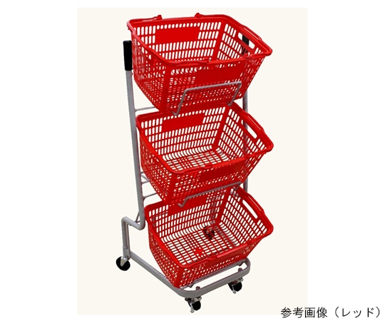 大和産業 3段バスケットワゴン(カゴ3個付き) レッド YBW 1台（ご注文単位1台）【直送品】