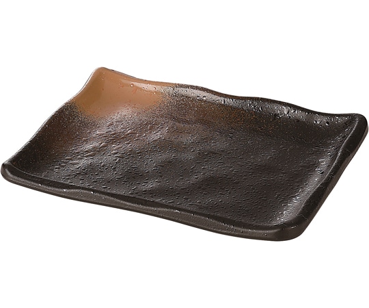 福井クラフト 長角皿 金吹茶タタキ塗 φ140mm 50022095 1個（ご注文単位1個）【直送品】