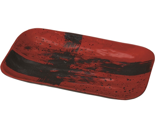 福井クラフト 長角皿 黒刷毛目塗 φ178mm 50021903 1個（ご注文単位1個）【直送品】