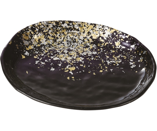 福井クラフト 楕円皿 箔舞踊塗 φ165mm 50022205 1個（ご注文単位1個）【直送品】