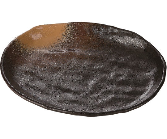 福井クラフト 楕円皿 金吹茶タタキ塗 φ208mm 50022220 1個（ご注文単位1個）【直送品】