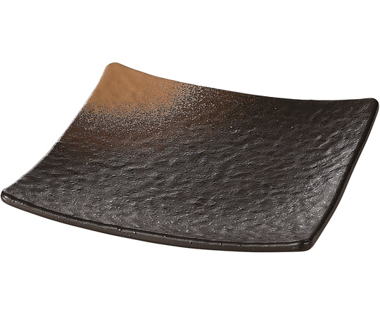 福井クラフト 正角皿 金吹茶タタキ塗 φ198mm 50022255 1個（ご注文単位1個）【直送品】