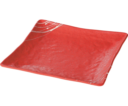 福井クラフト 角皿 朱タタキ乱糸塗 φ232mm 50022290 1個（ご注文単位1個）【直送品】