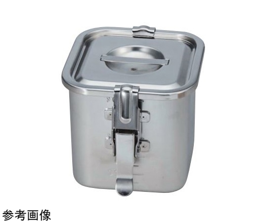 スギコ産業 18-8 目盛付パッキン・フック付 角キッチンポット(フタ付) 5.0L SH-4217D-PF(手無) 1個（ご注文単位1個）【直送品】