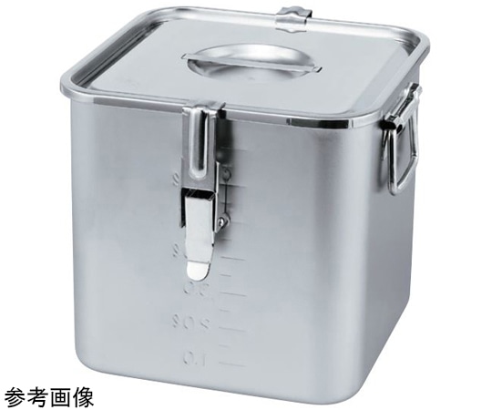 スギコ産業 18-8 目盛付パッキン・フック付 角キッチンポット(フタ付) 8.0L SH-4220D-PF(手付) 1個（ご注文単位1個）【直送品】