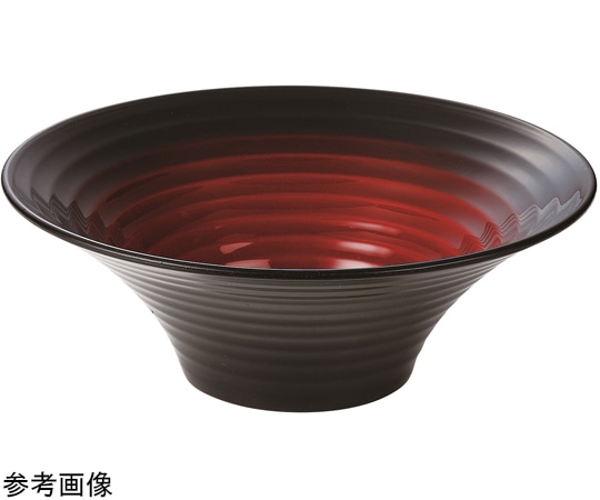 福井クラフト 羽反ロクロ目麺鉢 朱黒ボカシ塗 φ220mm 50022425 1個（ご注文単位1個）【直送品】