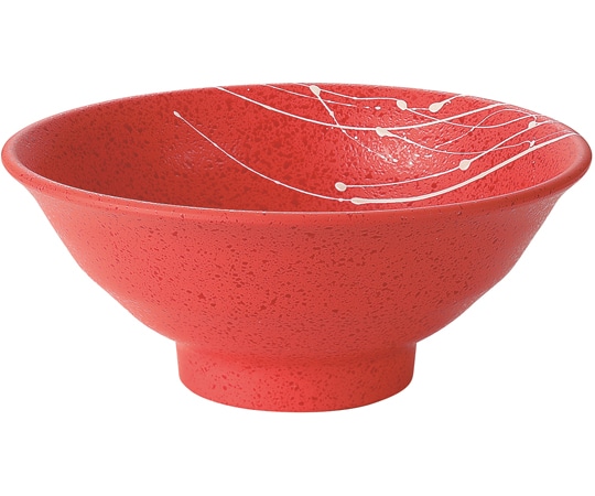 福井クラフト ロクロ目麺鉢 朱タタキ乱糸塗 φ176mm 50022585 1個（ご注文単位1個）【直送品】