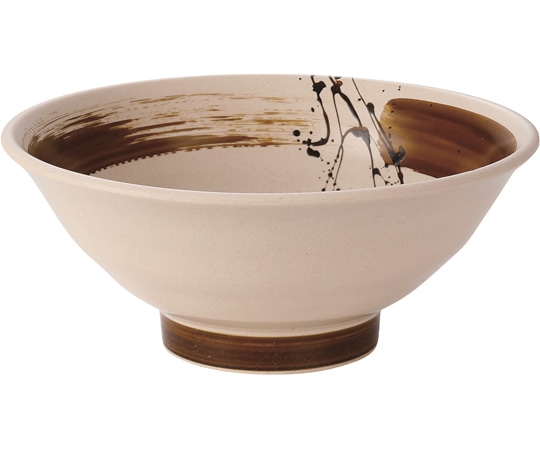 福井クラフト ロクロ目麺鉢 粉引アメ釉刷毛目塗 φ176mm 50022595 1個（ご注文単位1個）【直送品】