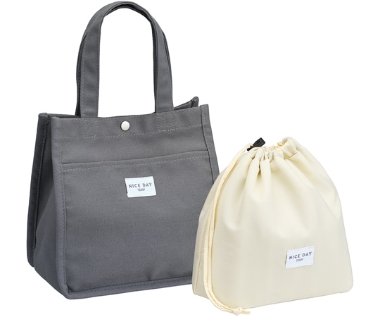 岩崎工業 ランチファブリックレディースシリーズ 保冷巾着付きランチトート GR 1ケース(5個×12小箱入)  1ケース（ご注文単位1ケース）【直送品】