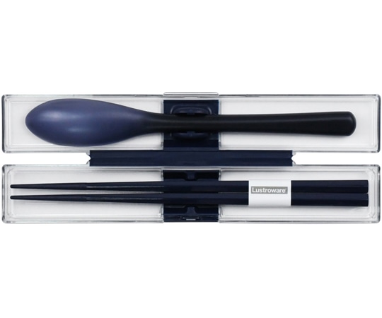 岩崎工業 弁当小物メンズシリーズ とっても強いケース&スプーン・箸 19.5cm NV 1ケース(10個×12小箱入)  1ケース（ご注文単位1ケース）【直送品】