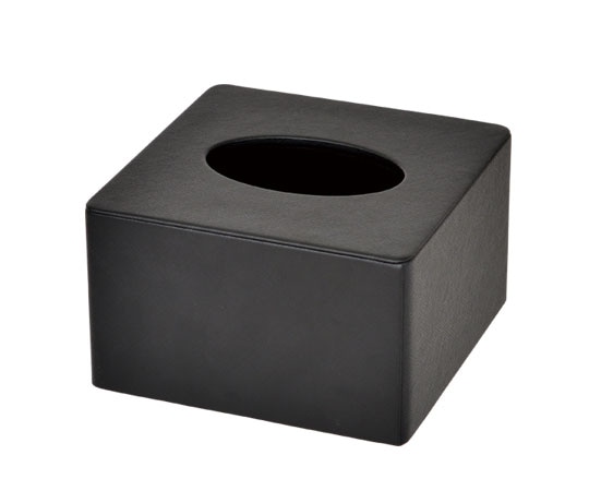 ハヤノ産業 ファインレザーシリーズ ティッシュボックス スクエア HG03BK ブラック H61192BLK 1個（ご注文単位1個）【直送品】