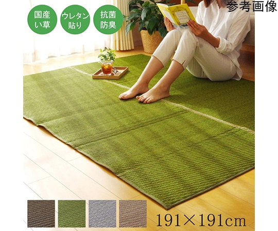 アズワン 純国産 い草ラグカーペット 『Fソリッド』 グレー 約191×191cm(裏:ウレタン) 1050890133604 1個（ご注文単位1個）【直送品】