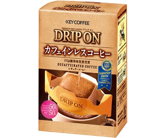 キーコーヒー ドリップオン カフェインレスコーヒー 5杯分 1箱(5袋入) 306734 1箱※軽（ご注文単位1箱）【直送品】