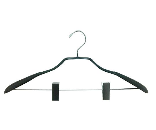 シンコハンガー 滑らないジャケットハンガー42 ブラック クリップ付き 20本入  1箱（ご注文単位1箱）【直送品】