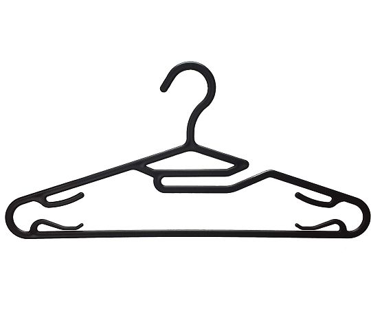 シンコハンガー 襟元伸ばさないシャツハンガー ブラック 10本×48パック入  1箱（ご注文単位1箱）【直送品】