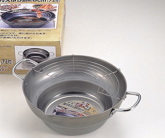 パール金属 食三昧 鉄製段付天ぷら鍋 28cm(アミ付) H-8825 1個（ご注文単位1個）【直送品】
